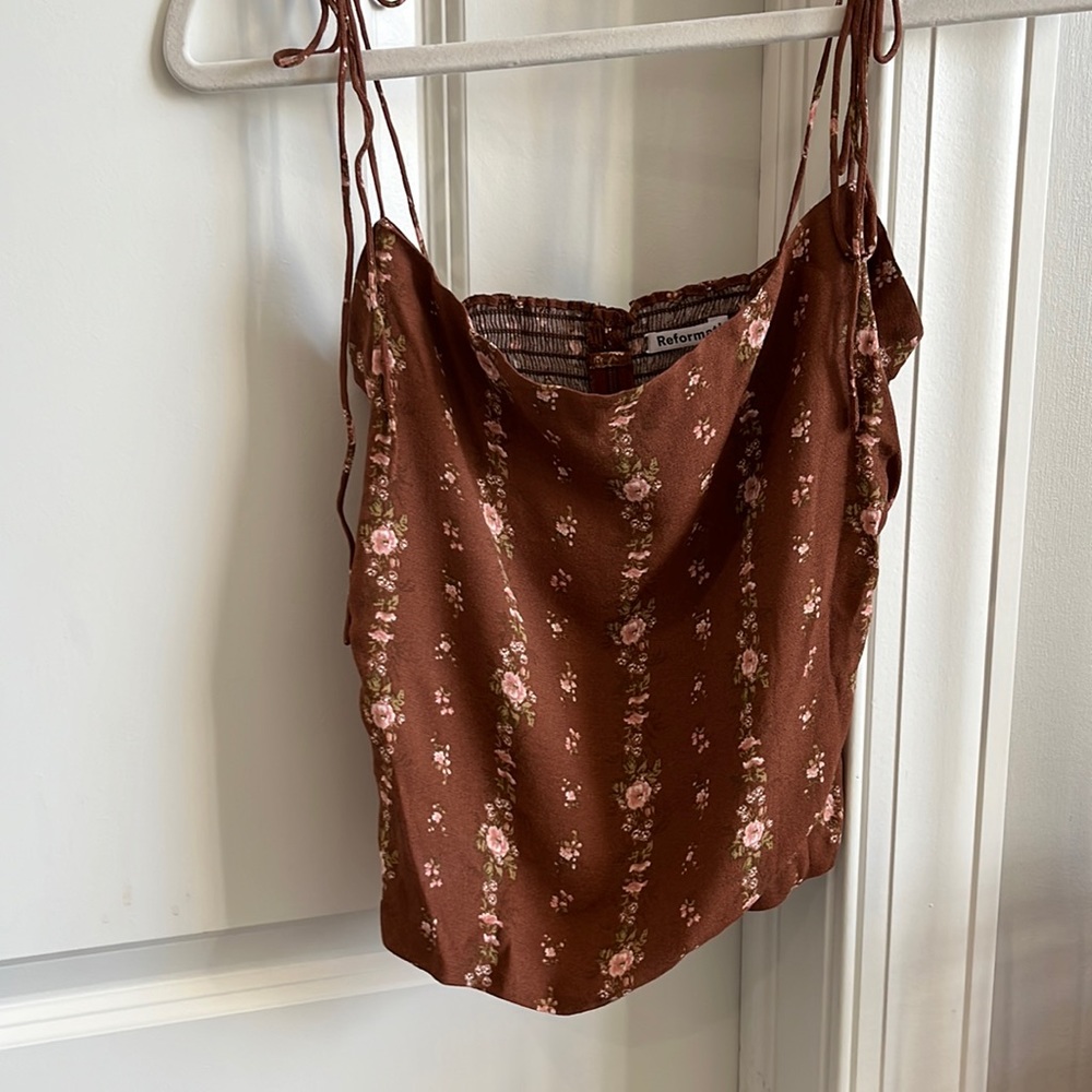 Reformation brown floral top. Size 4.